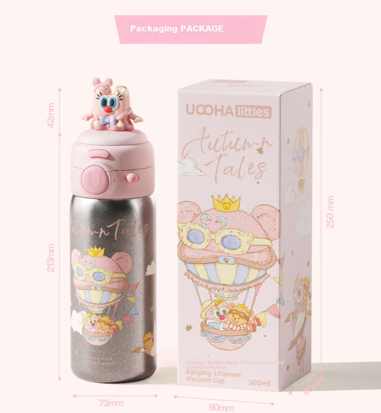 UOOHA Simple Joy Student Pure Titanium Insulated Water Bottle Children's Water Cup Gift for Girls High-Value Straw Titanium Cup Outdoor Souvenir Gift 13