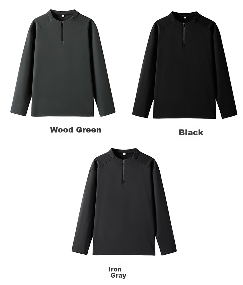 ROMON Half-Zip Sweatshirt Men Spring Business Casual Stand Collar Long Sleeve Base Shirt Middle-Aged and Young Turn-Down Collar Jacket Trendy Size L 9