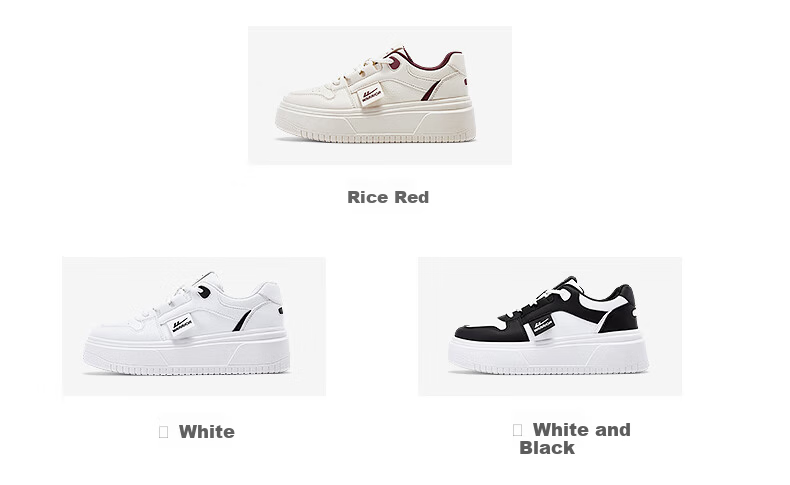 Warrior Official White Sneakers for Women, Spring Low-Top Canvas Shoes, Leather Casual Shoes for Ladies, Beige Red, Size 36 3