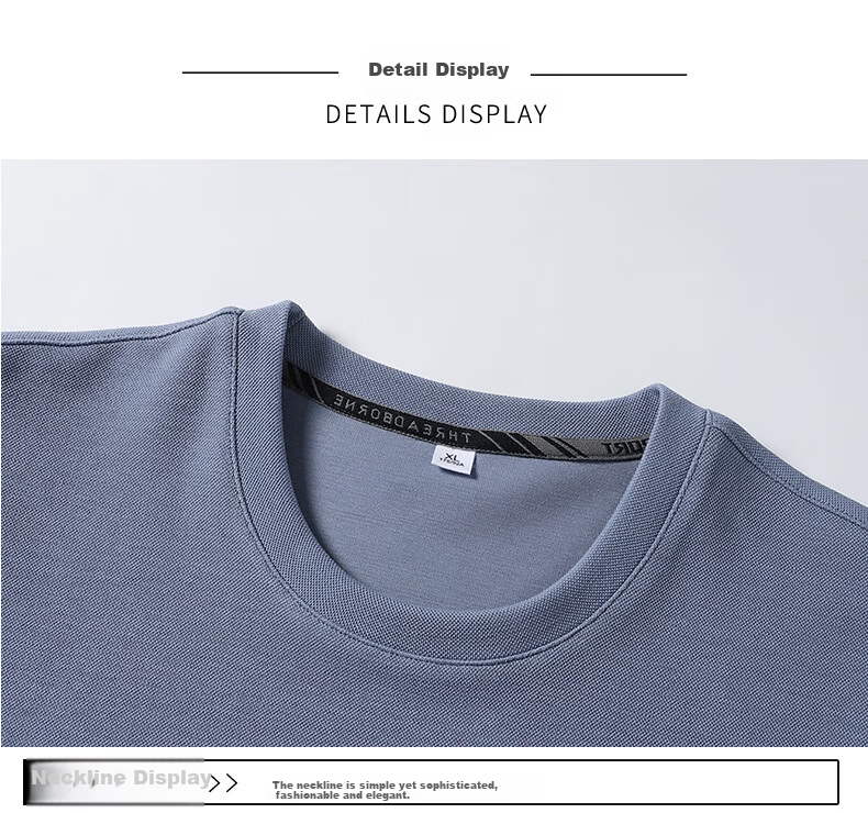 ROMON Men's Sweatshirt Spring and Autumn Crew Neck Casual Long Sleeve T-Shirt Youth Versatile Base Layer Jacket Men's Wear YT02 Mist Blue M 4