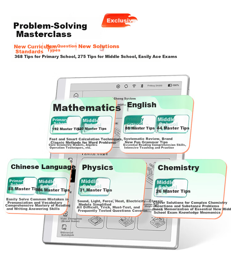 Zuoyebang AI Learning and Practice Machine S30 [Limited Edition] E-ink Screen Eye Protection AI Tutor Machine for Primary, Middle, and High School Students Tablet 4+64GB 16