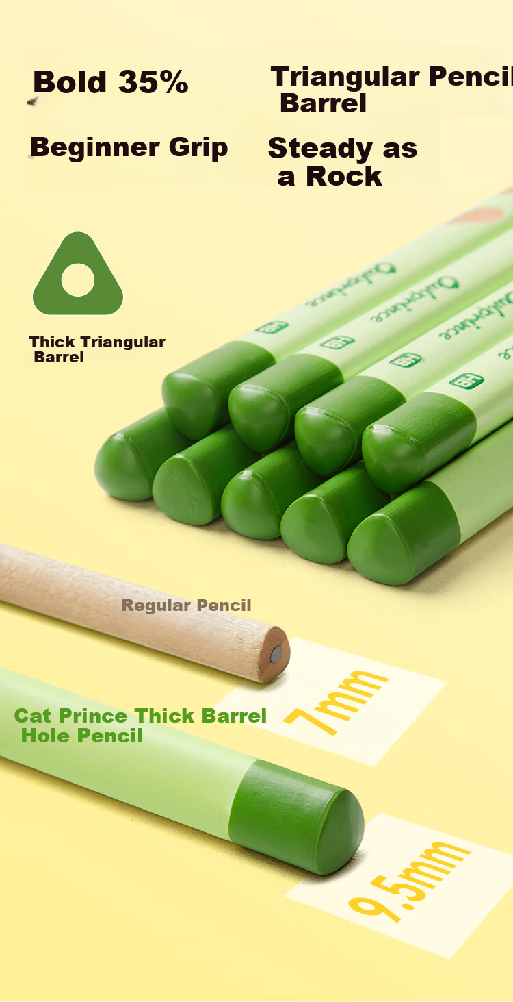 Mao Prince Elementary Student HB 2B Writing Hole Pencil Exam Special Card Marking Drawing Practice Pencil Back to School Gift Teacher's Day Gift 4