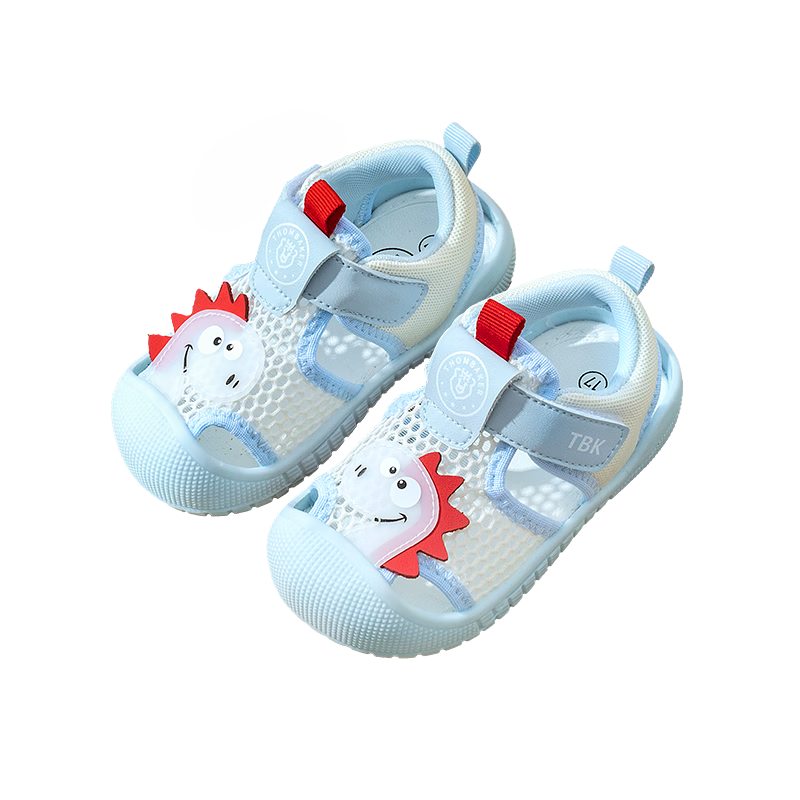 Tombek Baby Summer Protective Sandals Soft Sole Functional Toddler Walking Shoes Boys Cartoon Blue Size 19