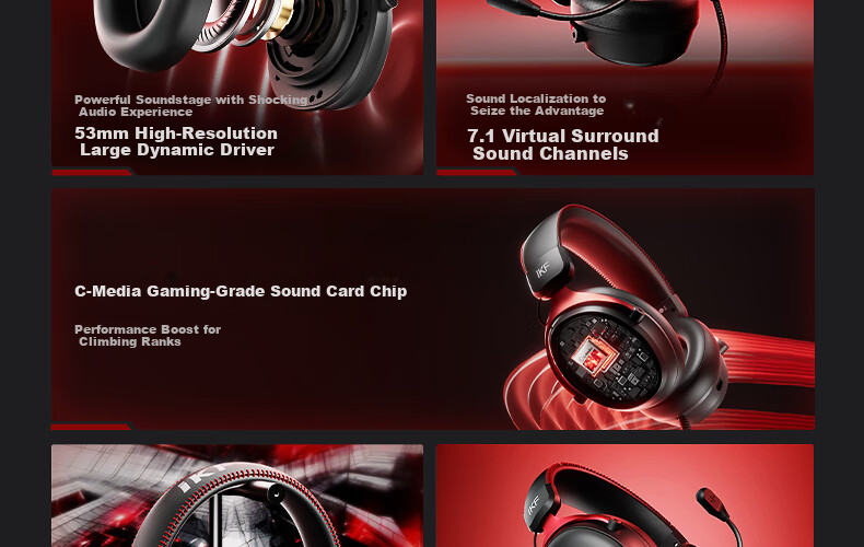 IKF V11 S [3.5mm Version] Gaming Headset Wired Over-Ear Esports Headphones 7.1 Surround Sound FPS Positional Audio Valorant Delta Smoke Gray 5