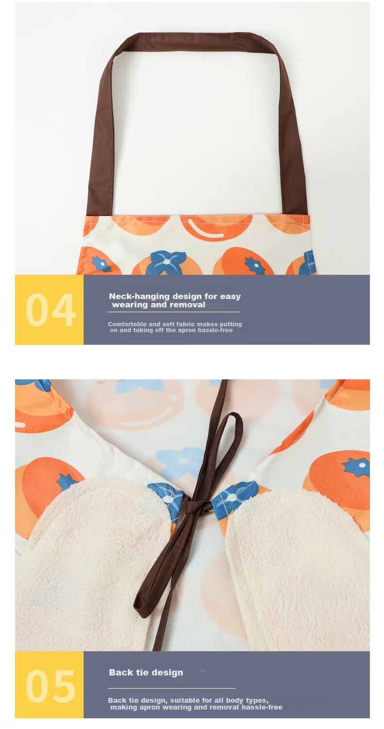 Edo Apron Set for Home Kitchen Baking, Waterproof and Oil-Proof with Towel, 2 Pieces, Orange and Red 7