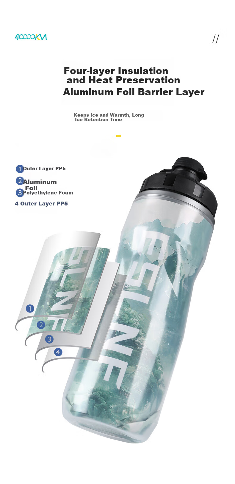 40,000 Kilometers Bicycle Cycling Water Bottle Insulated Road Bike Sports Bottle Large Capacity Squeeze Summer 5
