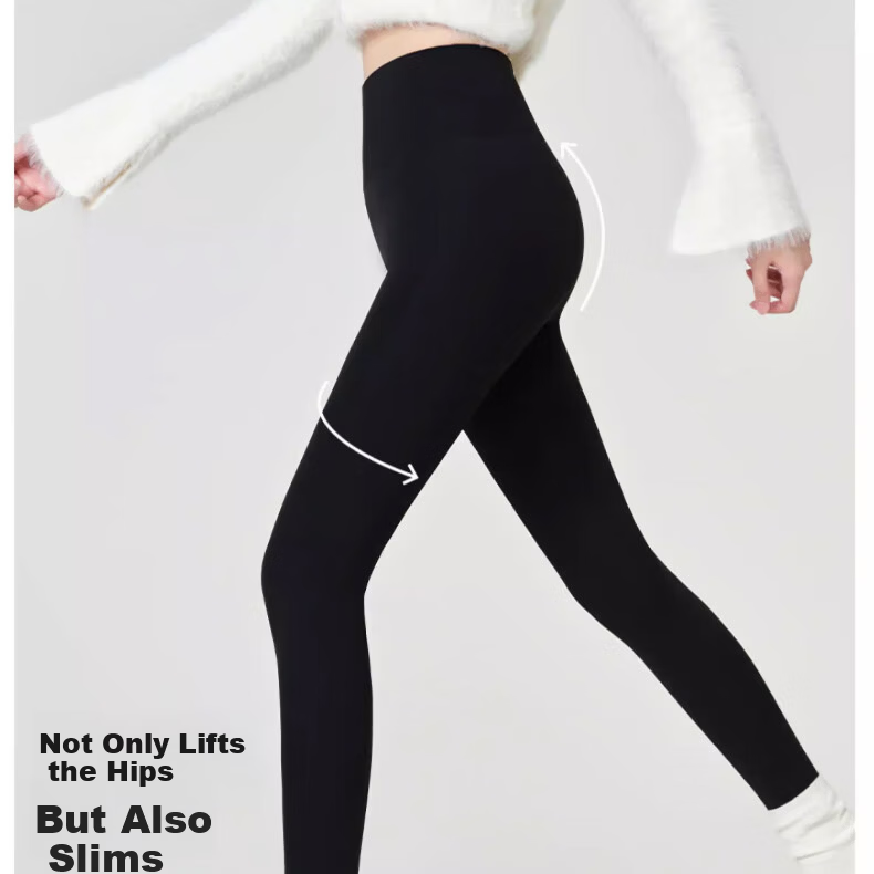 Miiow Women's Sherpa Fleece Shark Pants, Autumn Winter Thickened Leggings, Warm Stretch High Waist Tummy Control Yoga Black Pants 9