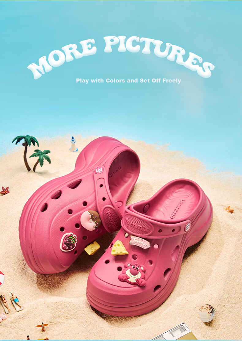 Tianmeiyi Hou Minghao Song Zuer Style Shell Hole Thick Sole Height Increasing Sandals Unisex Summer Beach Slippers 16