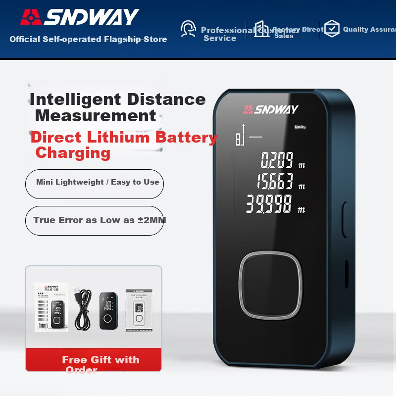 Shendawei Laser Distance Meter Infrared Room Measuring Instrument Lithium Electronic Ruler Measurement Tool Mini Exquisite Aluminum Alloy SW-24A