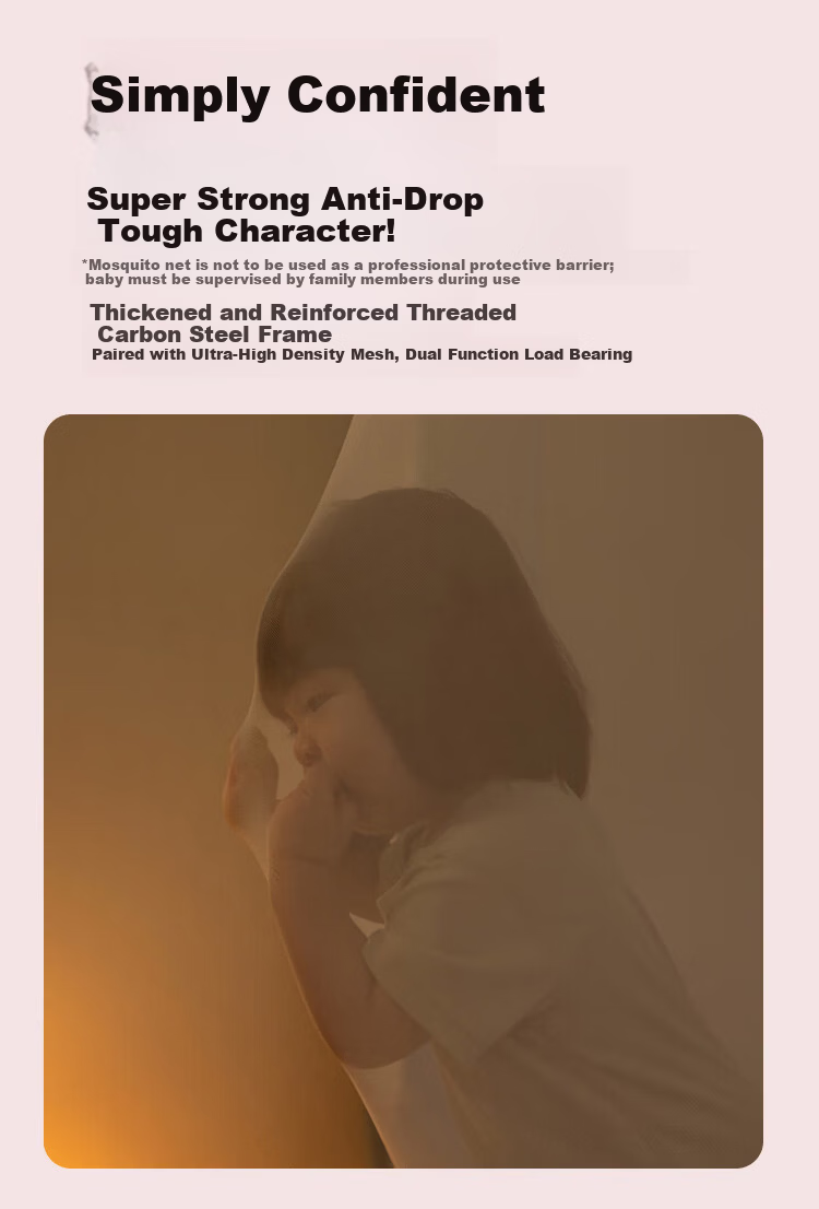 MUJI Anti-Fall Mosquito Net Class A Canopy with Bottom Skirt and Fence for Baby and Children, Home Use Three-Door 1.8x2m Bed Coconut White 8