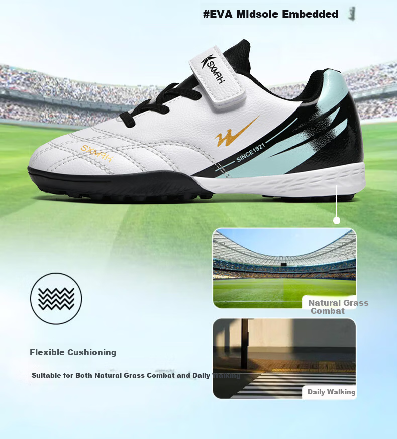 Shuangxing Kids Soccer Shoes Youth TF Turf Cleats Velcro Training Shoes Boys Girls Grass Football Sneakers Student Match Shoes 2