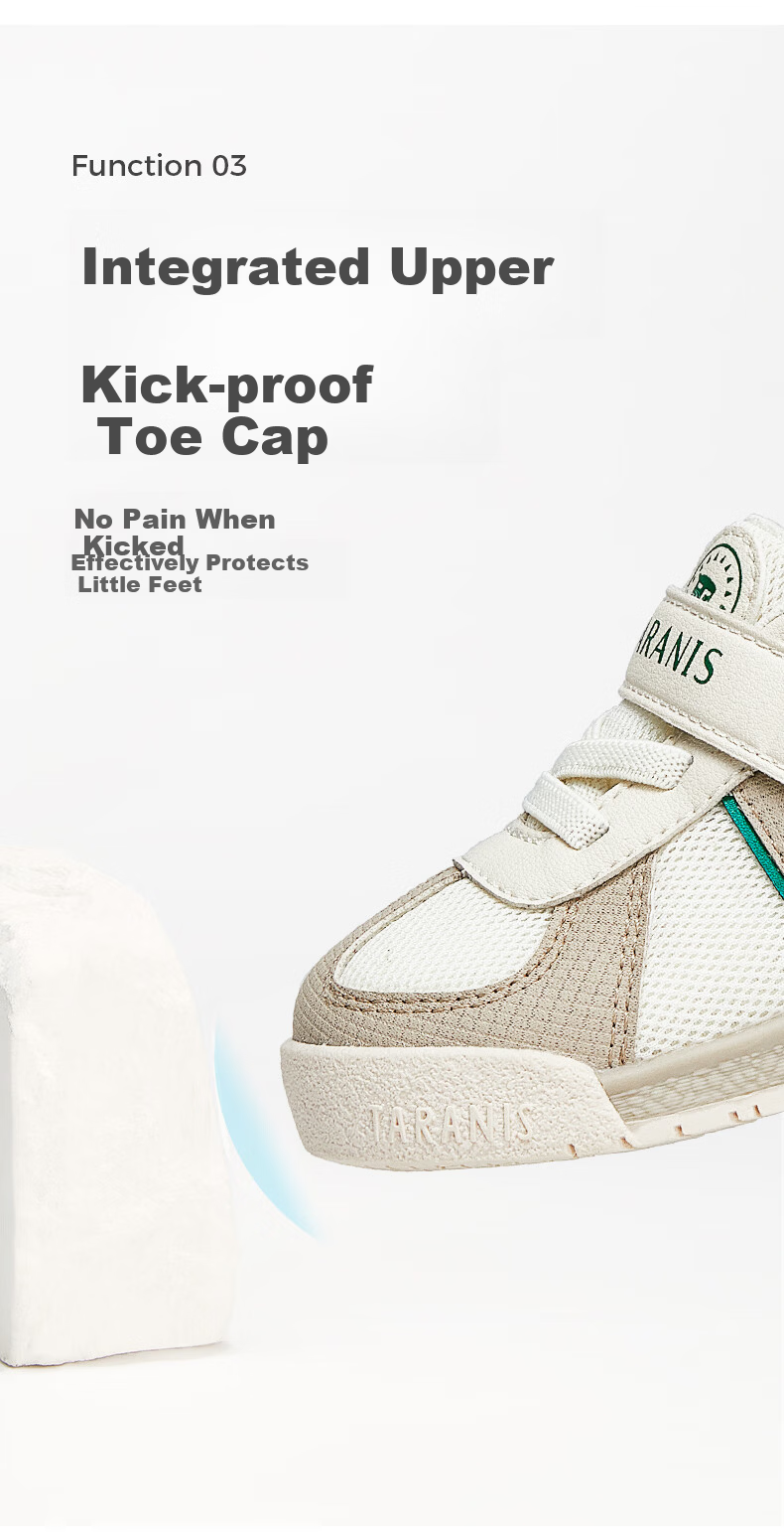 TARANIS Toddler Boys' Walking Shoes Spring Children's Non-Slip Soft Sole Functional Shoes Girls' Bread Shoes White/Apricot Size 20 8