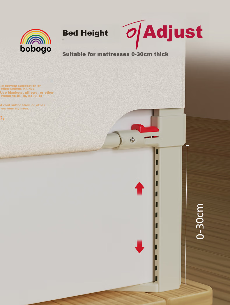 BOBOGO Baby Crib Bumper Guard Rail Baby Anti-Fall Protective Fence Bedside Panel Adjustable Three-Sided Bed Rail [1.8*2] 5