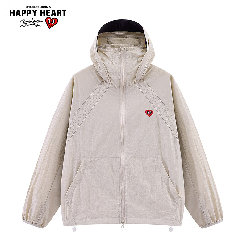 Charles Heart Summer Loose Fit Unisex UPF50+ Lightweight Breathable Sun Protection Jacket Light Apricot M