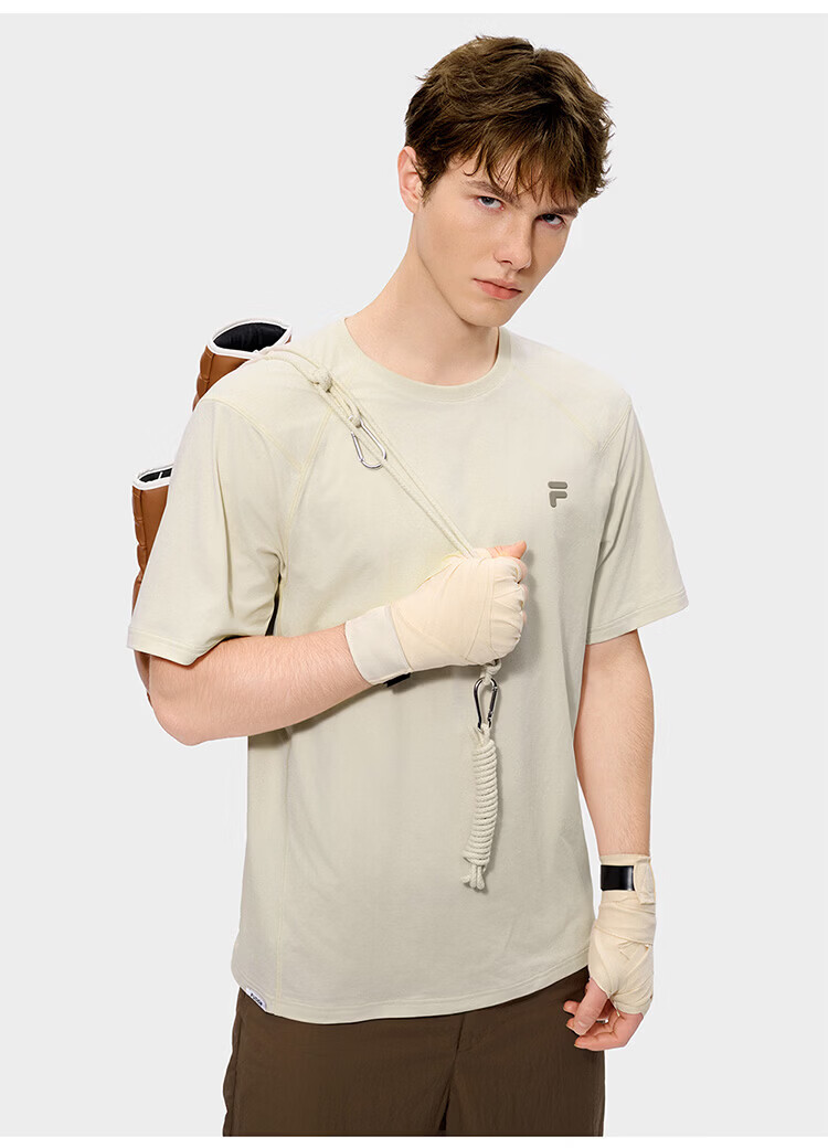FILA Official Trendy Couple Knitted Dopamine Short Sleeve T-Shirt 26 Summer Quick-Dry Sports Tee 54