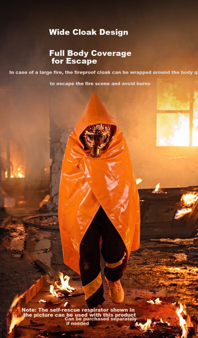Jingxi Fireproof Escape Cloak with Gas Mask Fire-Resistant Insulation Blanket for Home Emergency Kids Version 8