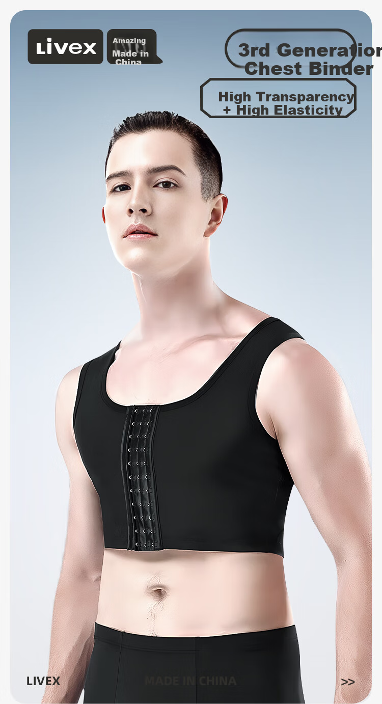 Livex Men's Shapewear Chest Binder Vest Invisible Bandage Anti-Bulge Large and Flat Chest Compression Slimming Bodywear 1
