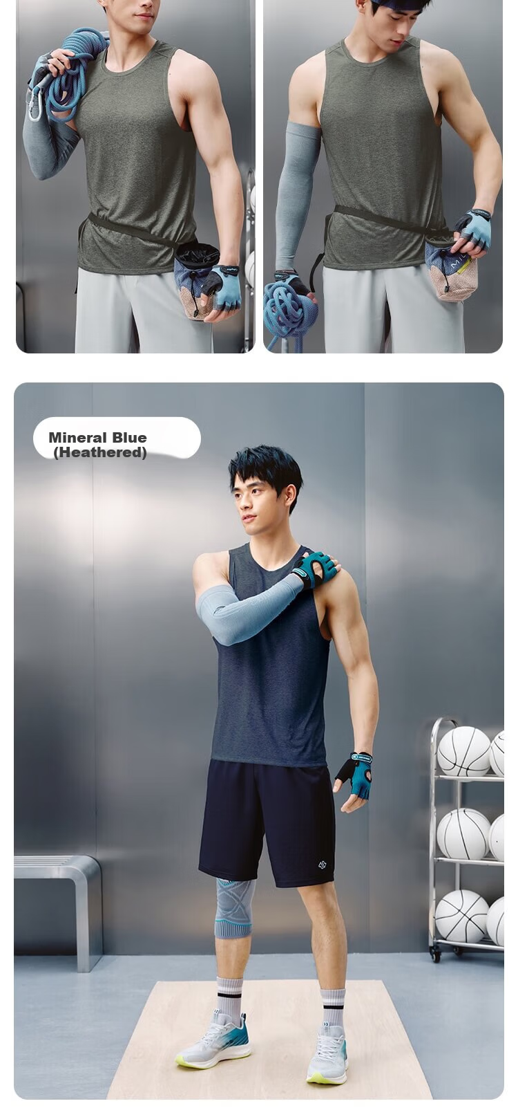 JD Jingzao Elastic Quick-Dry Men's Tank Top Running Fitness Sleeveless Basketball T-Shirt Training Sportswear Sage Gray S 11