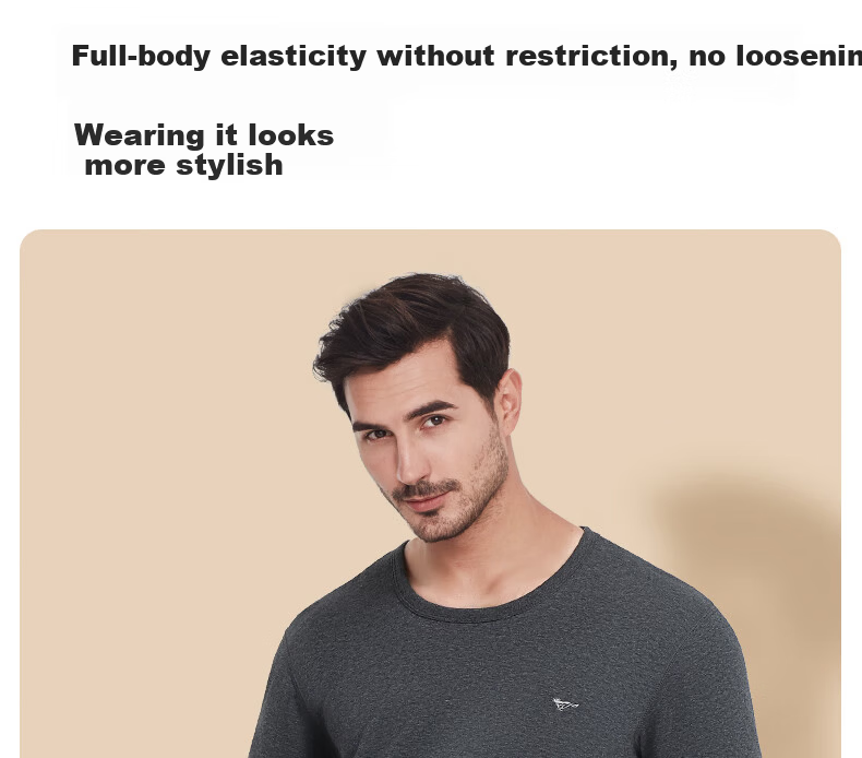 SEPTWOLVES Men's Autumn Winter Thermal Underwear Wool and Mulberry Silk Fleece Thickened Warm Top Cold Protection Shirt 13
