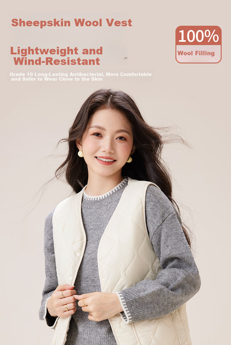 Urban Beauty Women's Thermal Vest Wool Sleeveless Jacket Lightweight Fleece Thickened Heated Vest for Spring Autumn Winter 1