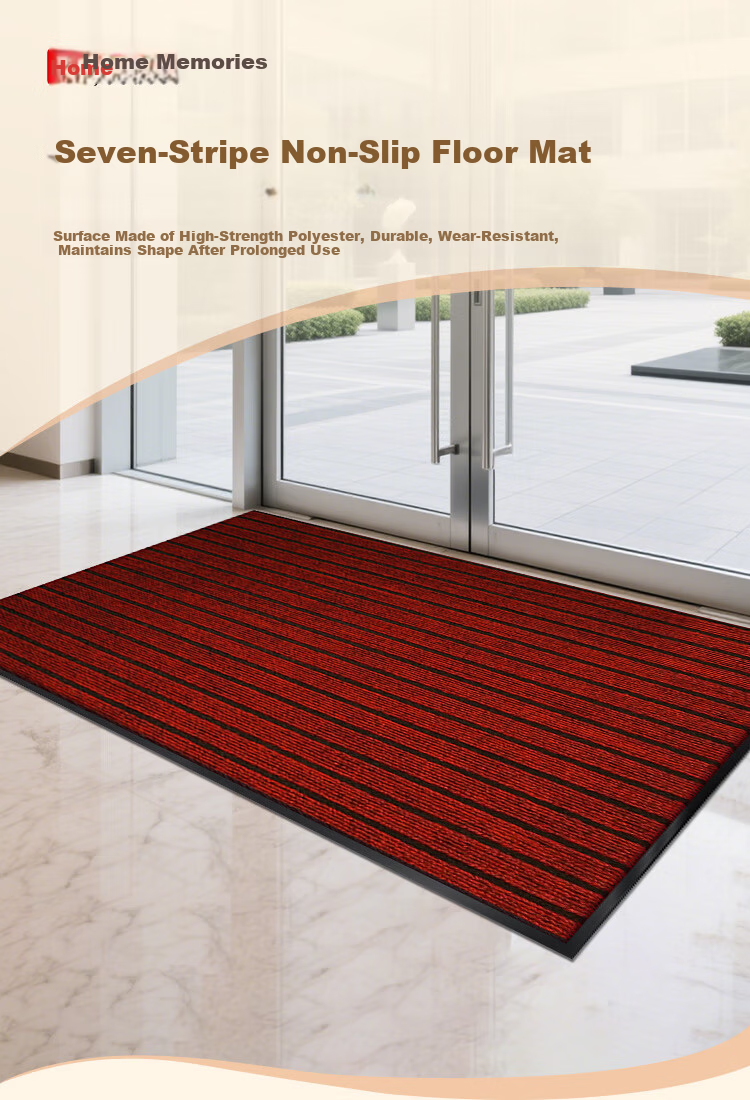 Jushiyi Door Mat Non-Slip Entrance Mat Bathroom Kitchen Water Absorbent Rug Gray Seven Stripes 120x180cm 1