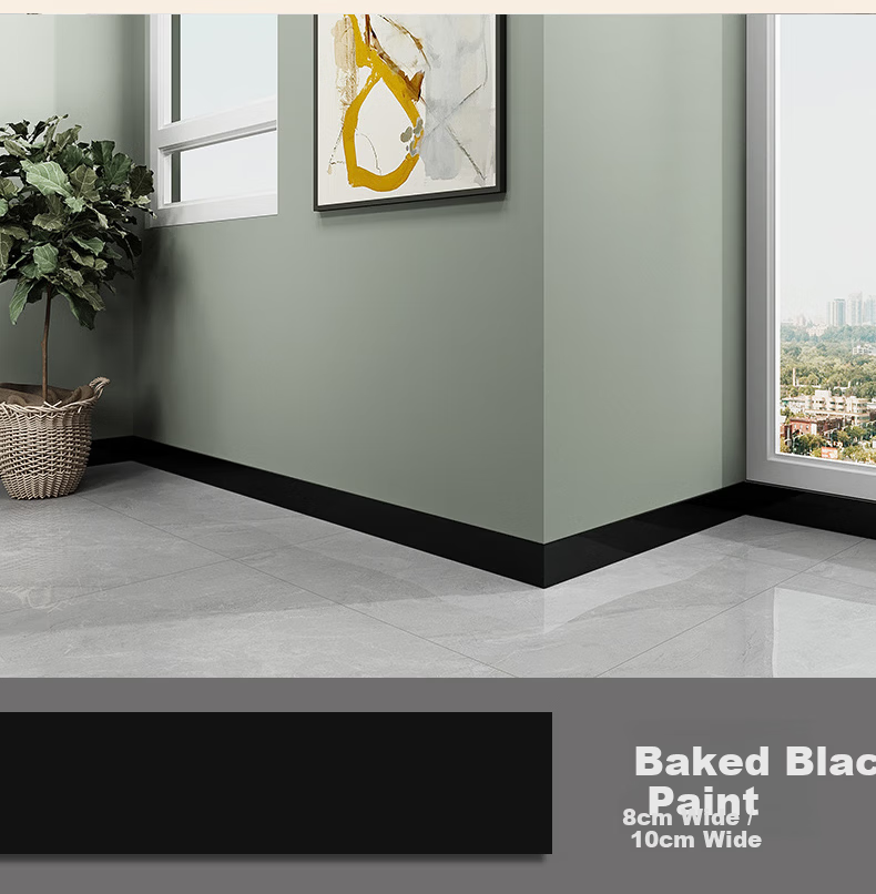 Oumai Self-Adhesive Thickened PVC Skirting Board Baseboard Window Sill Door Frame Decorative Wall Corner Strip Mesh Black 8*60cm 5pcs 15