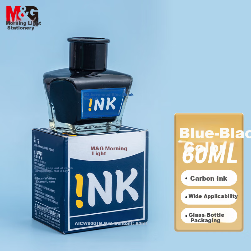 M&G Blue-Black 60ml High-Value Ink Large Capacity Non-Clogging Fountain Pen Ink Single Bottle AICW9001 Exam Essential