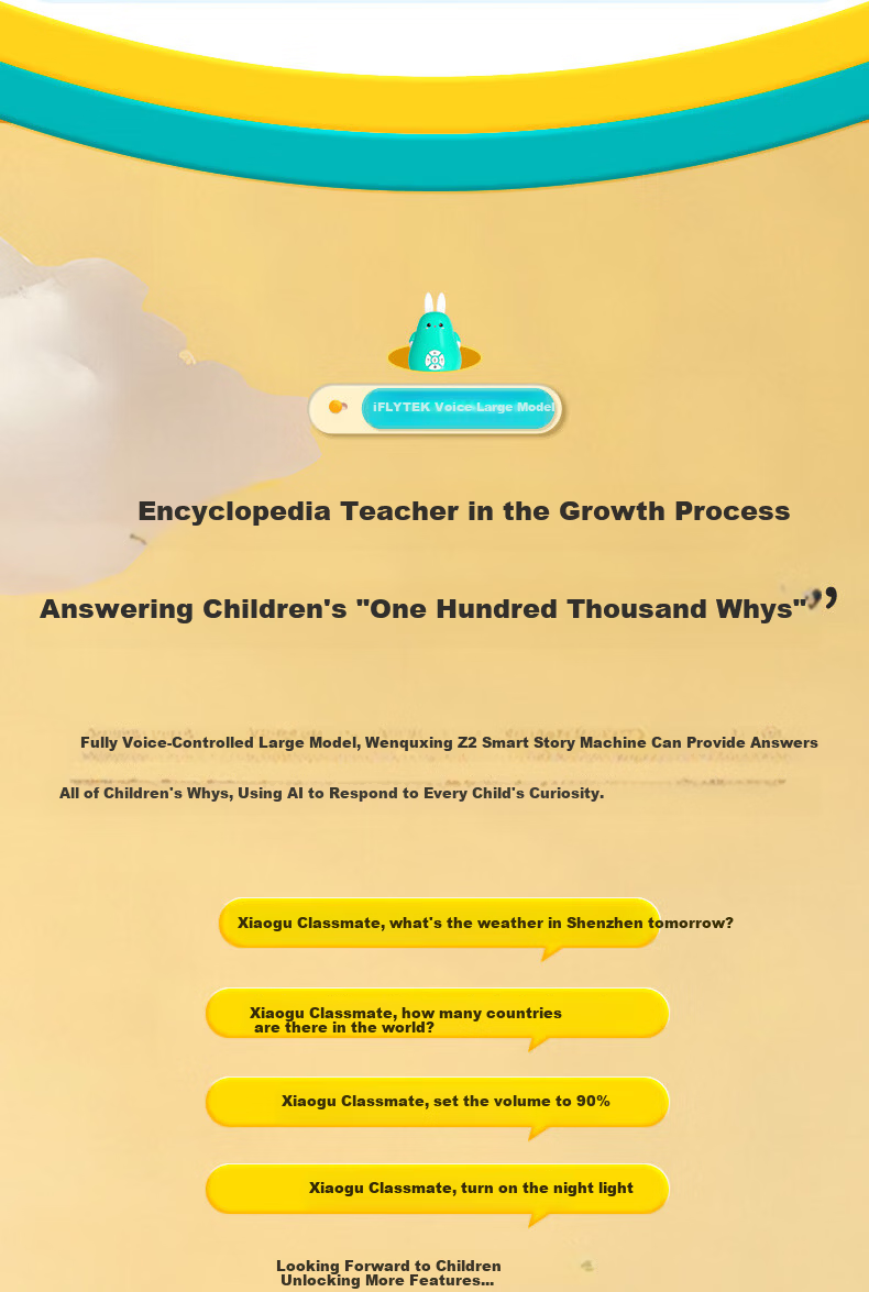 Wenquxing Story Machine AI Early Education Smart Rabbit Birthday Gift 0-6 Years Enlightenment Large Model Nursery Rhymes Stories Songs Wonderful Encyclopedia Smurfs Z2D 9