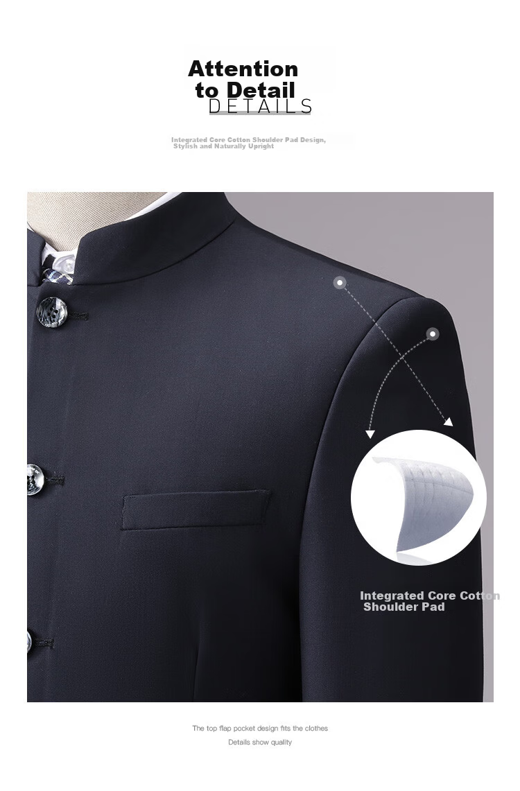 ROMON Zhongshan Suit Men's Wedding Tuxedo Stand Collar Dad Outfit New Chinese Style Groom Engagement Chinese Style Suit 5