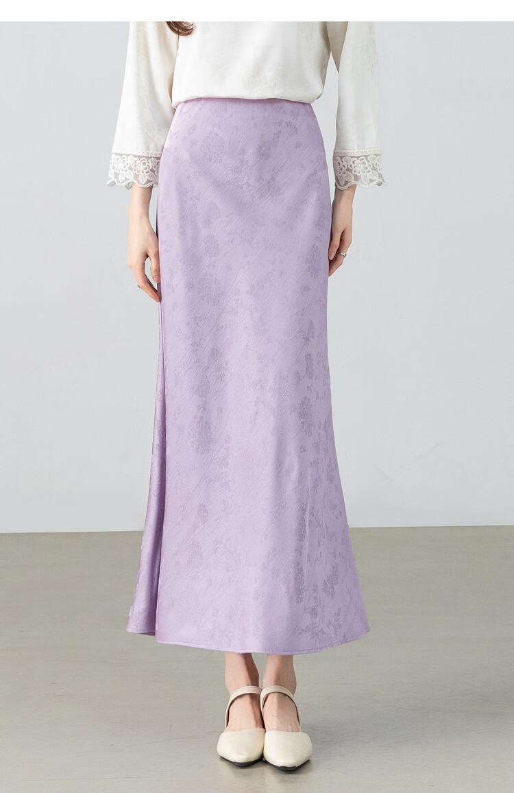 Shangdu Bila Gentle Elegant Summer High-Waist Stretch Jacquard Mermaid Midi Skirt for Women 15