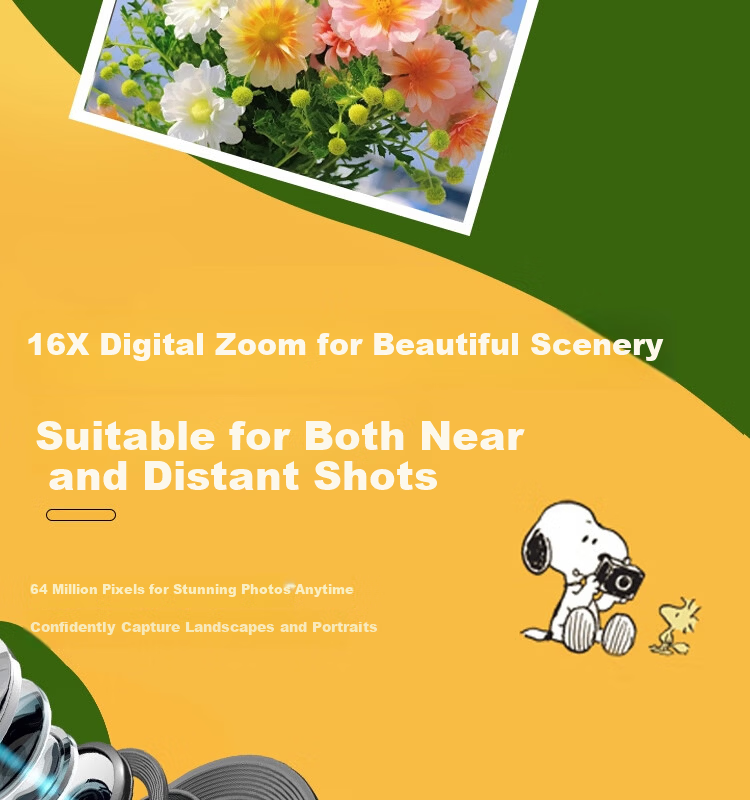 Black Cat Diary Snoopy SN17 Collaboration Digital Camera CCD Student Retro Campus Mini Camera Vlog Entry-Level Cute Kids Card Camera Portable Instant Gift Pink 4