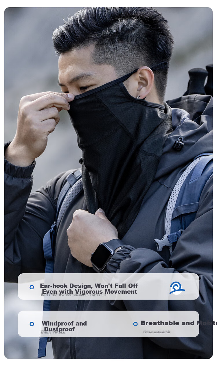 SupFire Tactical Sun Protection Face Mask Ear-Hook Headscarf Neck Gaiter for Men Windproof Dustproof Breathable Cycling Outdoor Face Cover 11