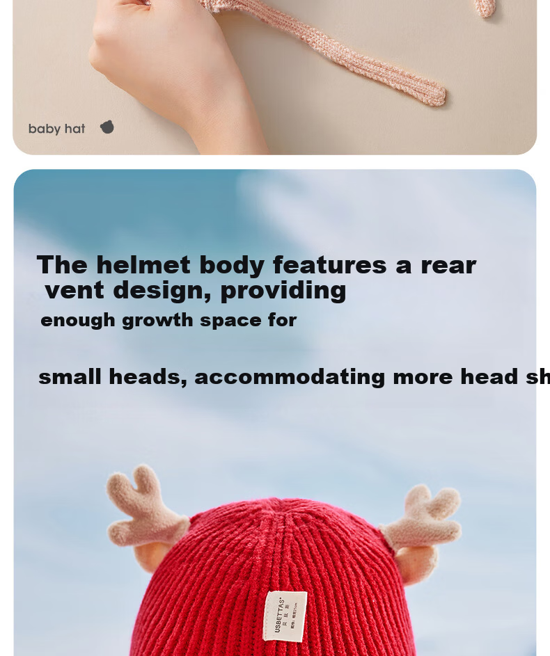 Betis Baby Hat Autumn Winter 2025 New Infant Girls Wool Knit Ear Protection Hat 12