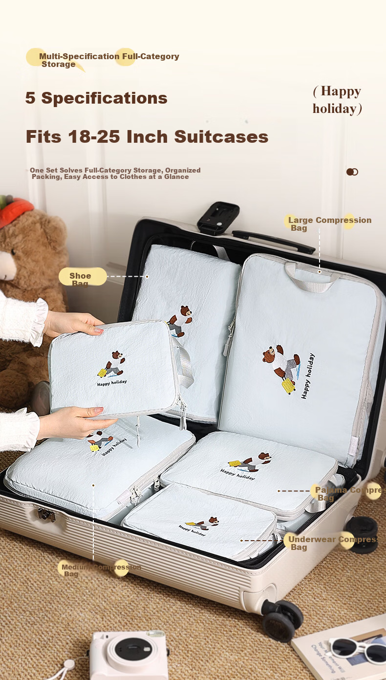 Baicaoyuan Compression Travel Storage Bag Luggage Organizer Packing Pouch Essential Clothes and Underwear Organizer for Business Trips and Travel 6