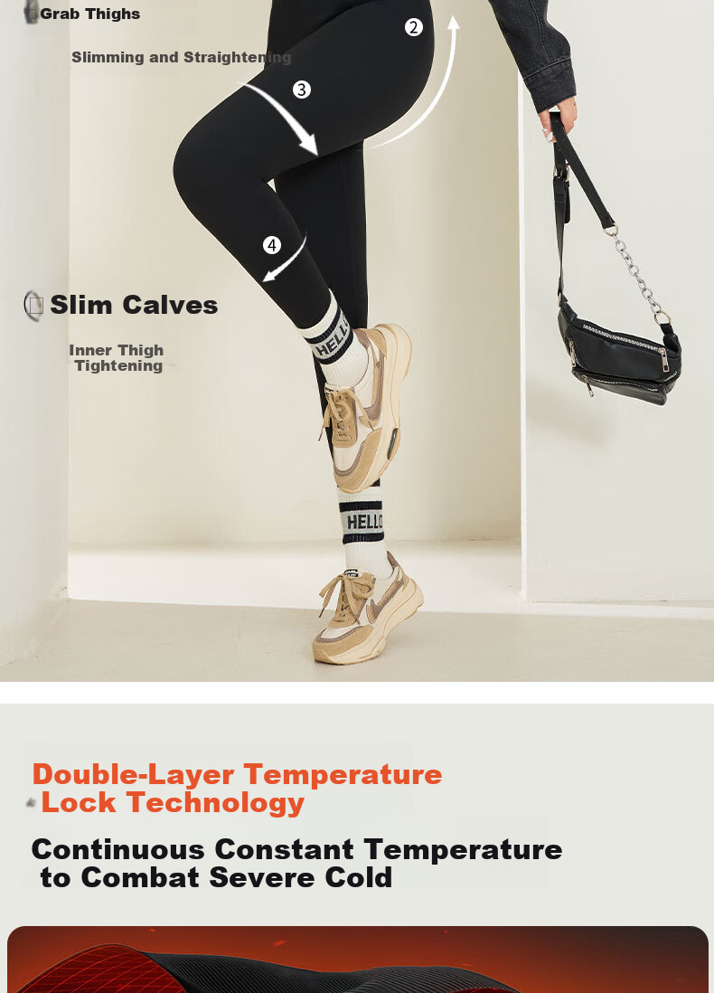 Free Style Women's High Waist Thermal Leggings Autumn Winter Fleece Lined Sharkskin Pants Shaping Tummy Control Hip Lift Knee Protection 3