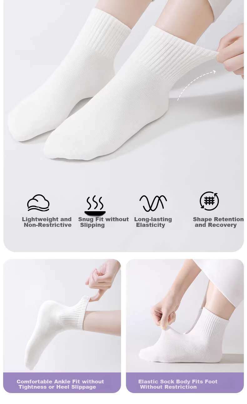 Turou Disposable Socks Unisex Sweat-Absorbing Odor-Resistant Thickened Portable Travel White Mid-Calf 10 Pairs 7