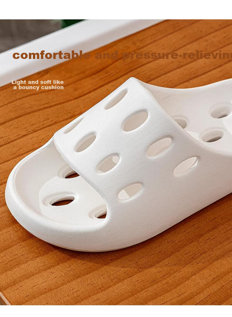 Guoluofi Bathroom Slippers Men Summer Indoor Home Shower Non-slip Hollow Water-draining Thick-soled Cool Slippers Women Black 36-37 8