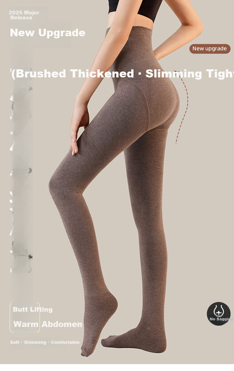 GRACEWELL Women's High-Waist Herringbone Shaping Seamless Thermal Leggings Fleece-Lined Slimming Tights for Autumn and Winter 1