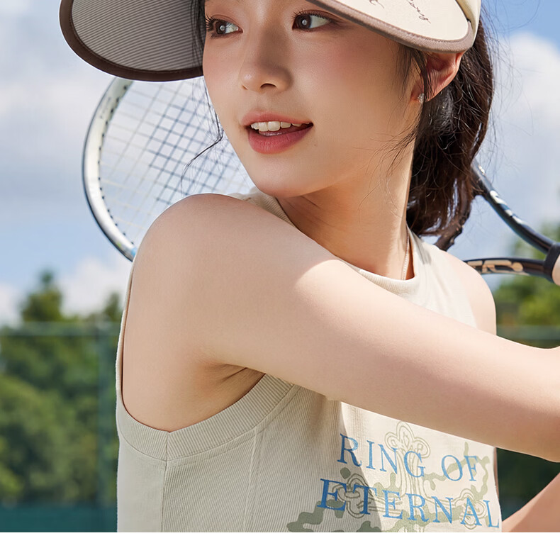 CACUSS Large Brim Open Top Hat Women's Summer Outdoor Sun Protection Casual Sports Face Slimming Sun Hat Beige Coffee 2