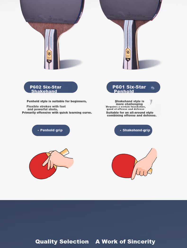 Anta 6-Star Table Tennis Racket (Jingcang Fast Delivery + 6 Balls + Racket Bag) P6 Shakehand and Penhold Paddle Set 3