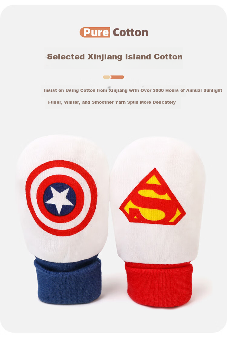 LAXIALIYA Newborn Baby Gloves Anti-Scratch Mittens Pure Cotton for Infant Boys Spring Autumn Winter 2