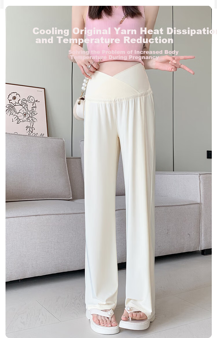 JOYNCLEON Maternity Pants Summer Low Waist Straight Leg Wide Leg Maternity Wear Black L Jyk176498 7