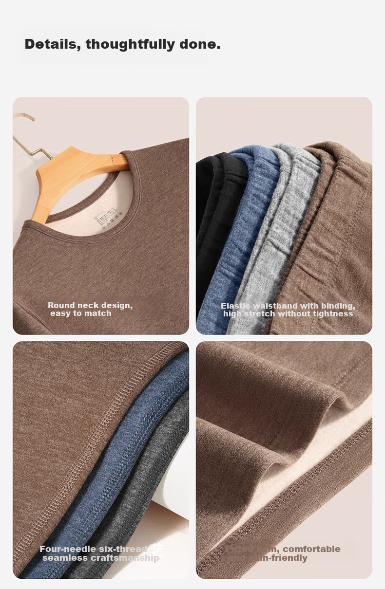 LangSha Men's Autumn Shirt 25 Fall/Winter New Wool Silk 10A Antibacterial Crew Neck Thermal Base Layer Shirt 17