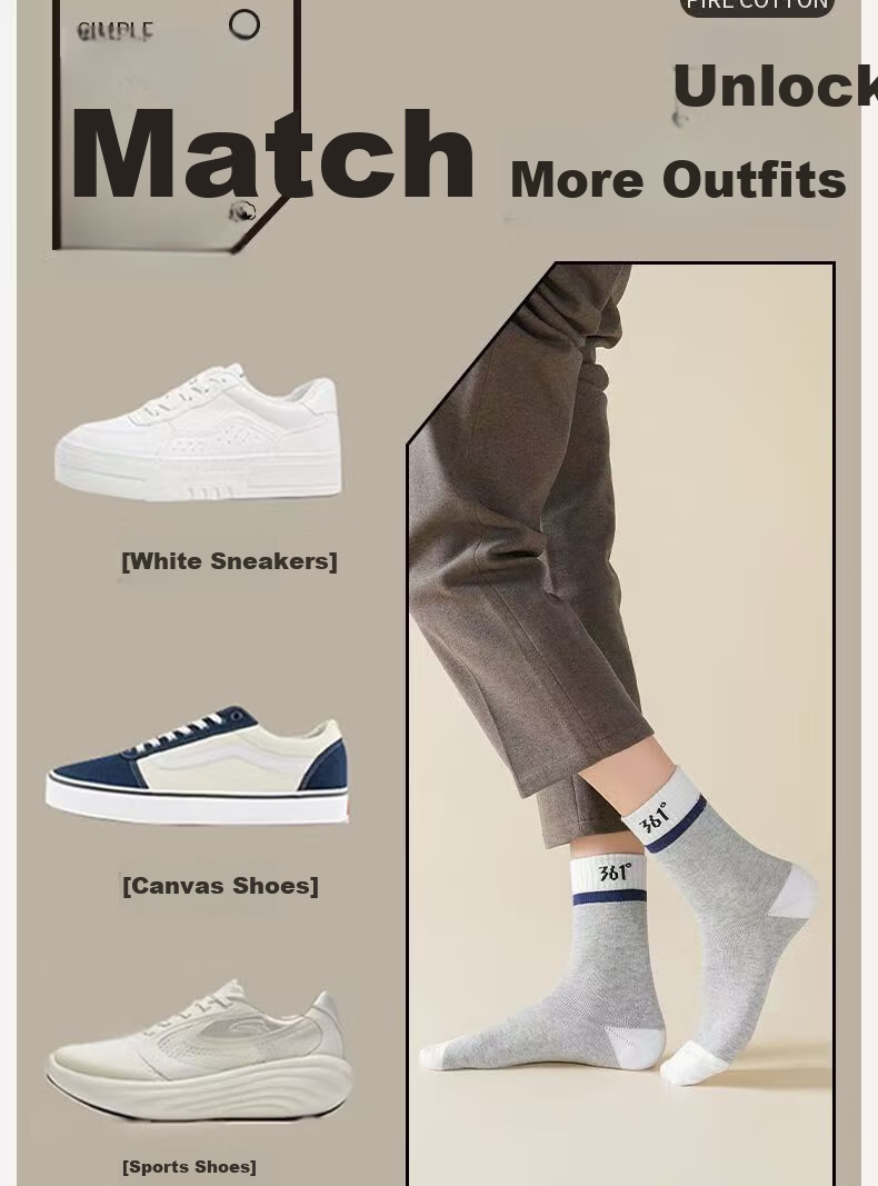 361° Authentic Winter Men's Casual Thick Fleece Thermal Crew Socks Solid Color White - 5 Pairs One Size 11