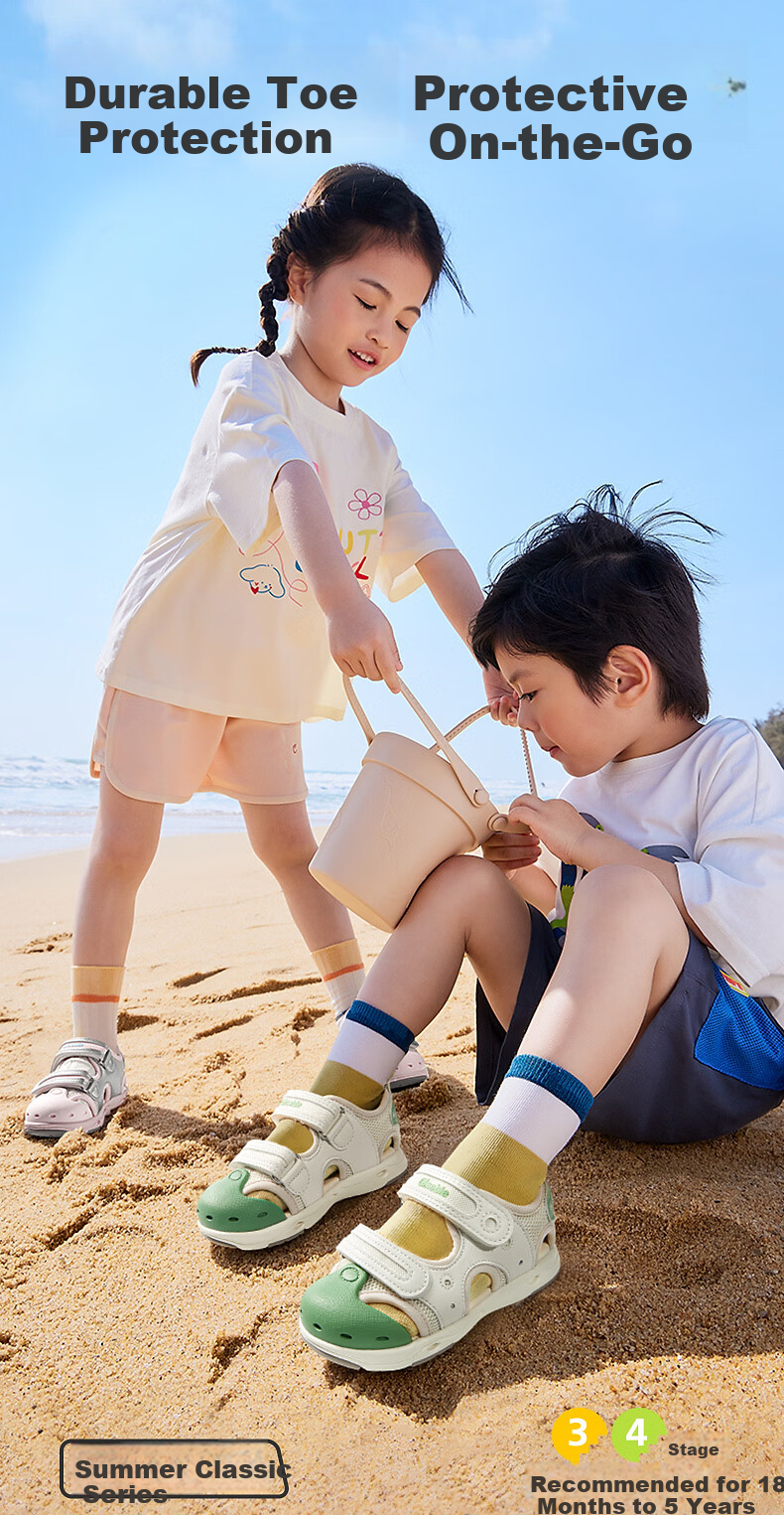 Ginoble Kids Toddler Walking Shoes 1-5 Years Boys Girls Summer 2026 Breathable Sandals GW1877 Whisper White 2
