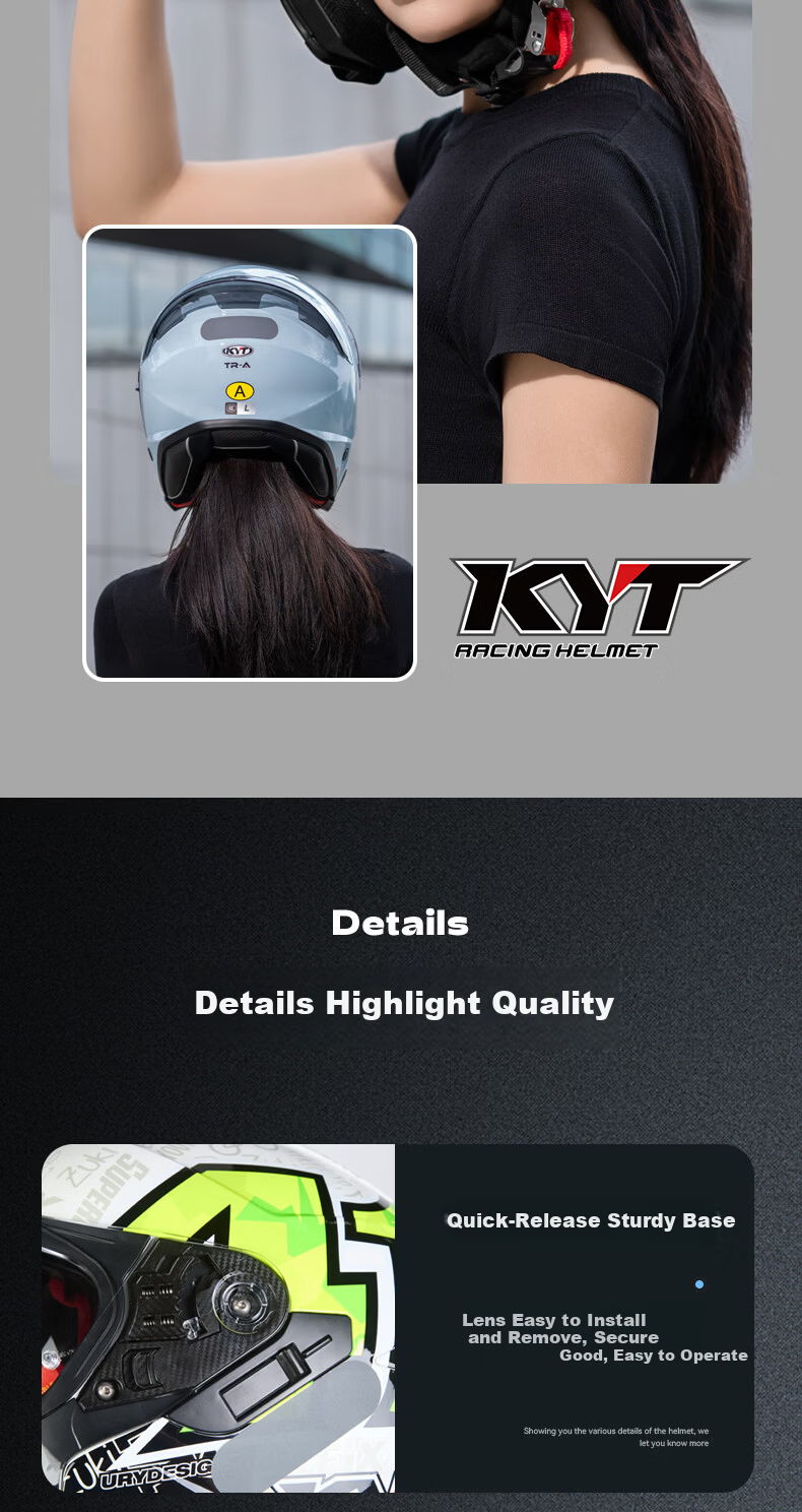 KYT RA-02 3/4 Retro Cruiser Motorcycle Helmet with Dual Visors, Matte Black, Size L 16