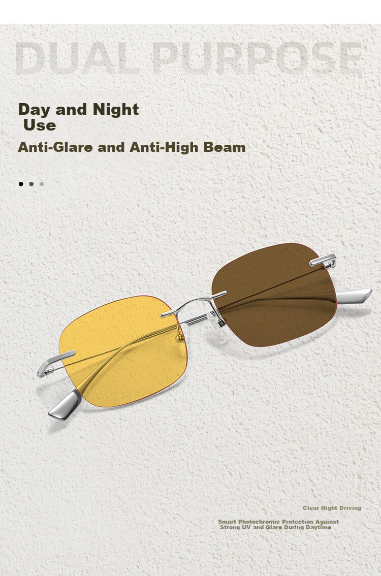 CAPONI Night Vision Polarized Photochromic Sunglasses for Men And Women, Day And Night Use, Frameless Driving Glasses, Anti-Glare And Anti-Blinding 5