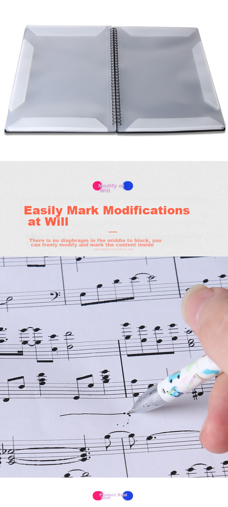 Maneryuepu A4 Sheet Music Folder, Piano Score Folder, Songbook Holder, Guitar And Guzheng Folder, 20 Pages Can Hold 40 Sheets, Multifunctional Music Folder 10