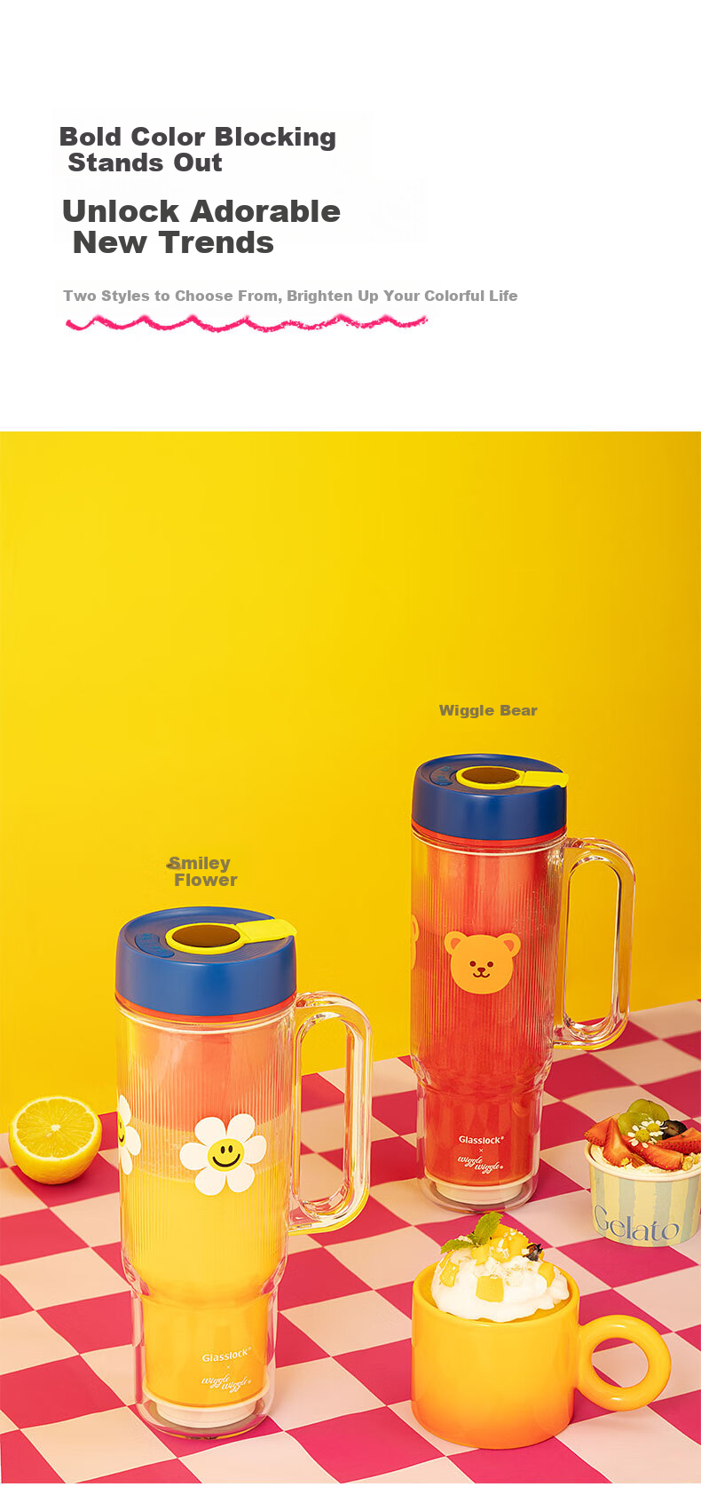 GLASSLOCK GAILANG & WiggleWiggle Collaboration Juicer Cup Ice Tumbler Car Portable Juicer Glass Juice Cup 12-Blade 304 Stainless Steel Ice Crusher 3