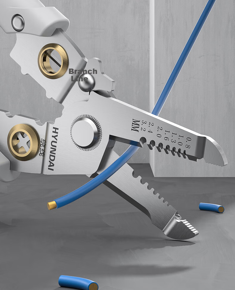 HYUNDAI Korea 7-inch Multi-function Electrician Wire Stripper Pliers Stainless Steel Wire Stripping Pliers 9